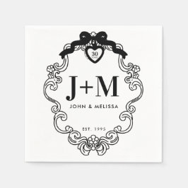 Servilleta De Papel Napkin del aniversario de Black Vintage Coquette B