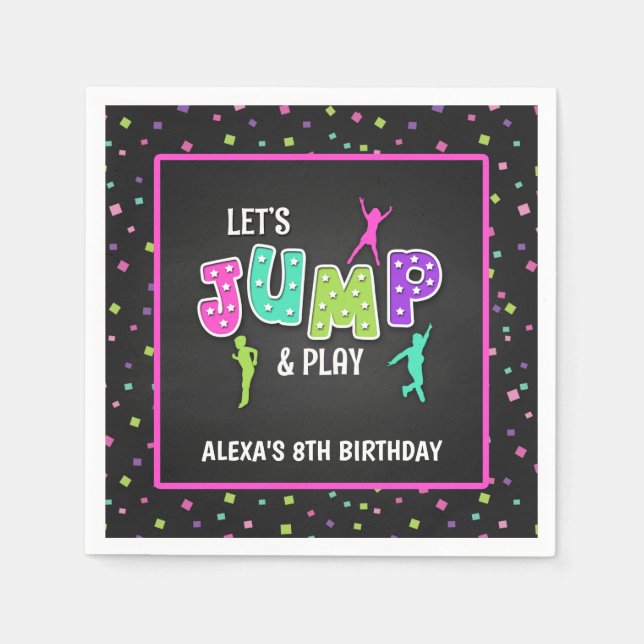 Servilleta De Papel Napkin del partido de cumpleaños Trampoline - Chic (Anverso)