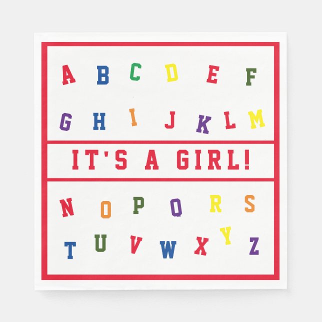 Servilleta De Papel Napkin del periódico Baby Shower ABC (Anverso)