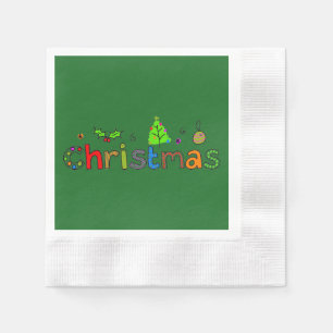 Servilleta De Papel Napkin del periódico Forest Green Navidades