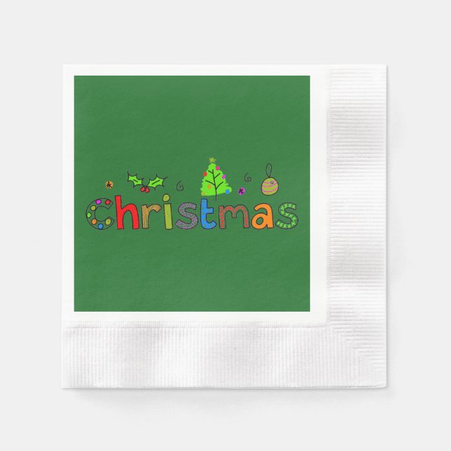 Servilleta De Papel Napkin del periódico Forest Green Navidades (Anverso)