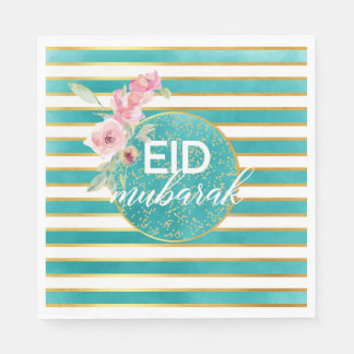 Servilleta De Papel Napkin Eid Verde azulado y Oro