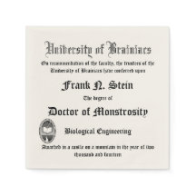 Napkin falso Frankenstein Diploma