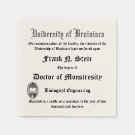 Servilleta De Papel Napkin falso Frankenstein Diploma