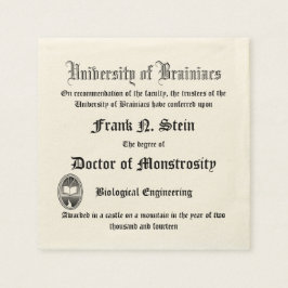 Servilleta De Papel Napkin falso Frankenstein Diploma