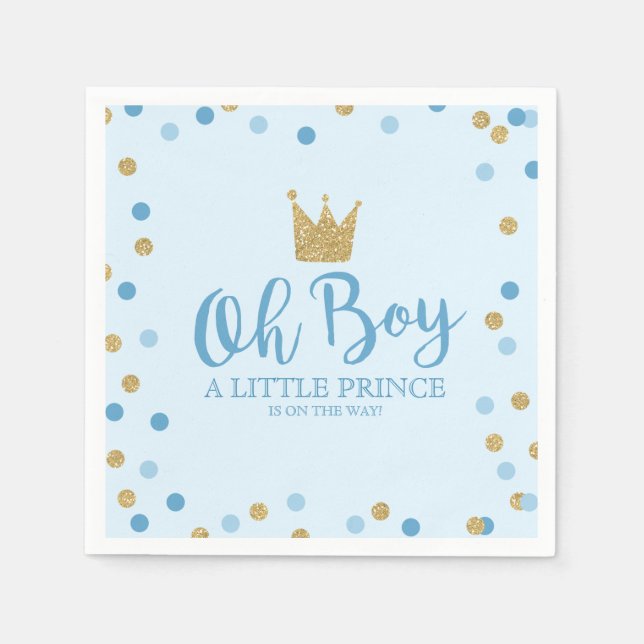 Servilleta De Papel Napkin Fiesta de Baby Shower de Little Prince Baby (Anverso)