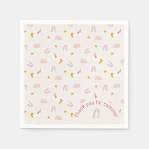 Servilleta De Papel Napkin Fiesta de unicornio mágico - Arcoiris rosa