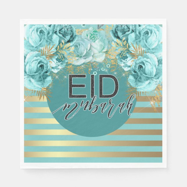 Servilleta De Papel Napkin floral Verde azulado Eid (Anverso)