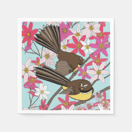 Servilleta De Papel Napkin floral y de aves