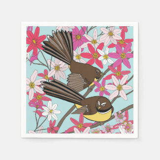 Servilleta De Papel Napkin floral y de aves