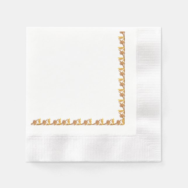 Servilleta De Papel Napkin - Hojas de hierro del ángulo dorado (Anverso)