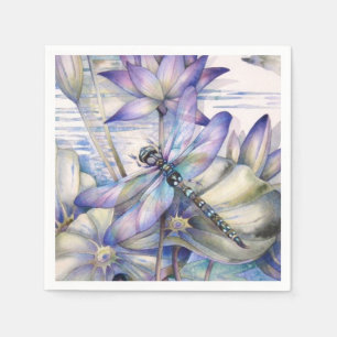 Servilleta De Papel Napkin morado de libélula