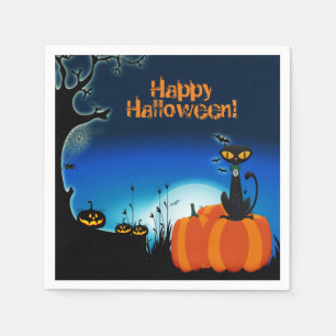 Servilleta De Papel Napkin negro de papel de Halloween para gatos