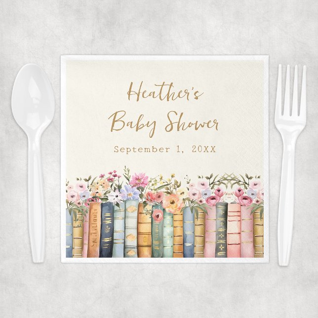 Servilleta De Papel Napkin para bebés del libro (Wildflower Books Baby Shower Napkin by Painted Paperie
)