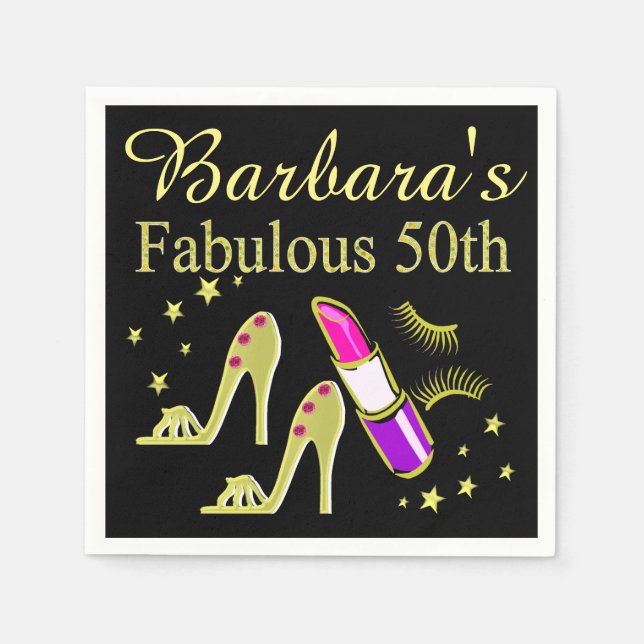 SERVILLETA DE PAPEL NAPKIN, PARTIDO DE CUMPLEAÑOS PERSONALIZADO 50 Y F (Anverso)