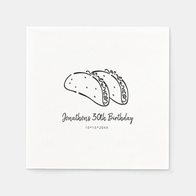 Servilleta De Papel Napkin partido del cumpleaños de Tacos (Anverso)