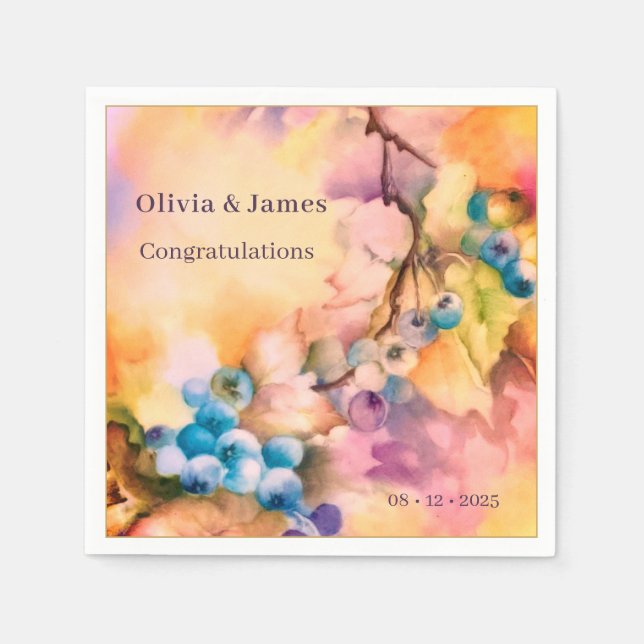 Servilleta De Papel Napkin personalizada Blueberry — Nombres, evento (Anverso)