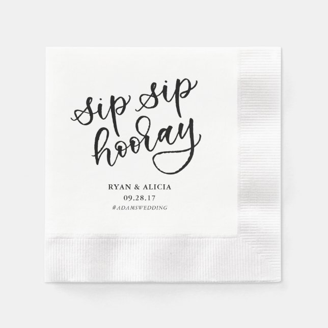Servilleta De Papel Napkin personalizada Sip Sip Hooray (Anverso)