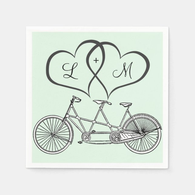 Servilleta De Papel Napkin personalizado Boda de bicicleta para dos co (Anverso)