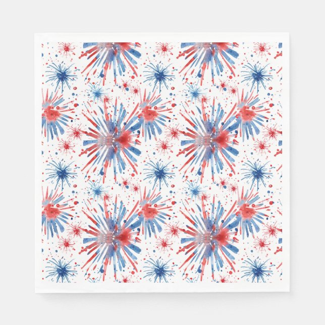 Servilleta De Papel Napkin rojo azul blanco para fuegos artificiales (Anverso)