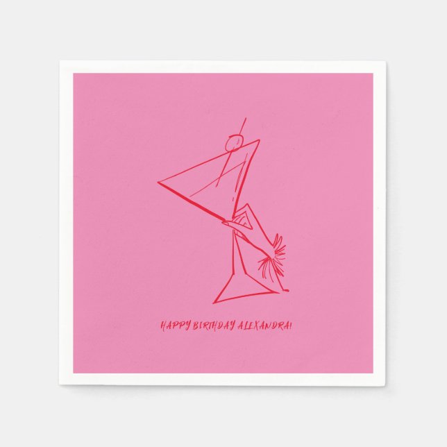 Servilleta De Papel Napkin rosa rojo 50 cumpleaños (Anverso)