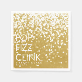 Servilleta De Papel Napkin - Sparkling Pop Fizz Clink Gold