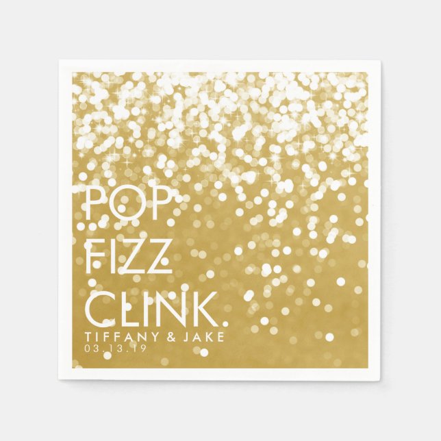Servilleta De Papel Napkin - Sparkling Pop Fizz Clink Gold (Anverso)