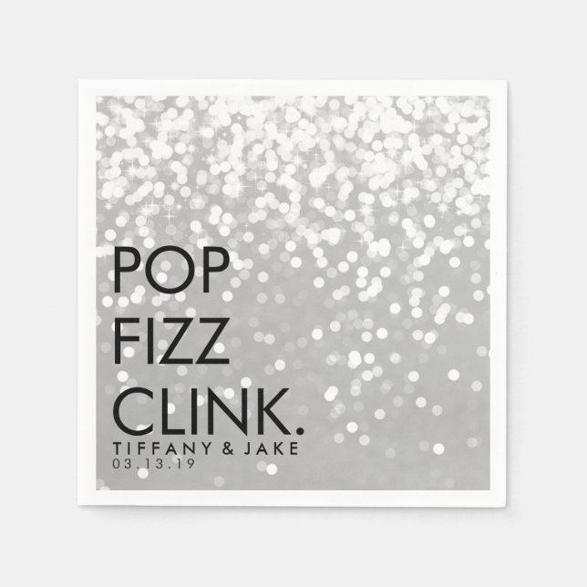 Servilleta De Papel Napkin - Sparkling Pop Fizz Clink Silver (Anverso)
