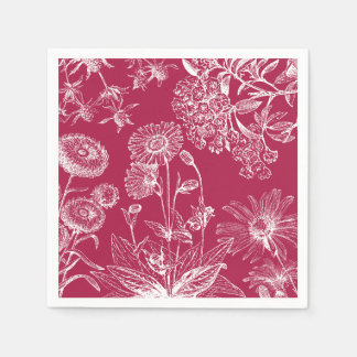 Servilleta De Papel Napkin Vintage Red Floral
