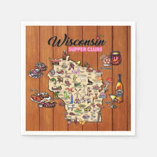 Servilleta De Papel Napkin - Wisconsin Supper Club Map - Series 1
