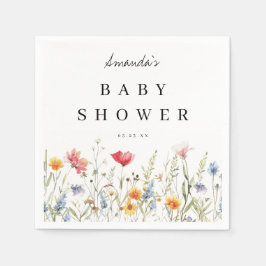 Servilleta De Papel Napkins Baby Shower con flores silvestres