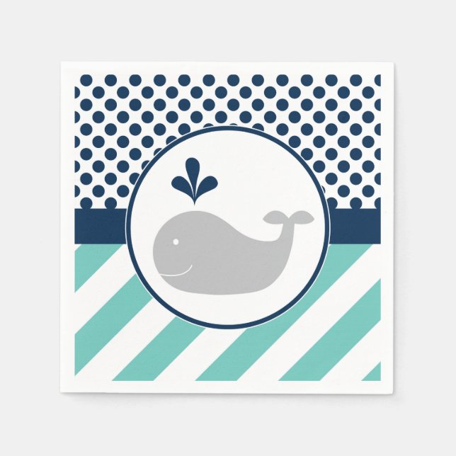 Servilleta De Papel Napkins Baby Shower de ballena azul (Anverso)