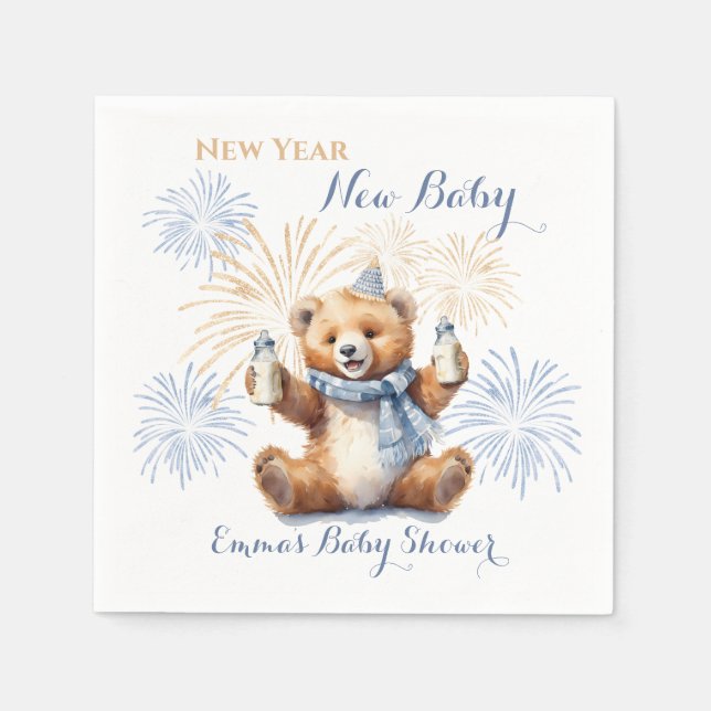Servilleta De Papel Napkins Baby Shower de Blue Boy Año Nuevo (Anverso)