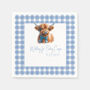 Servilleta De Papel Napkins Baby Shower de Blue Highland Cow