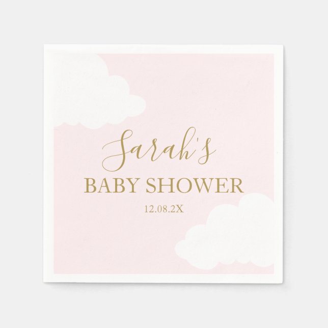 Servilleta De Papel Napkins Baby Shower en la nube rosa (Anverso)