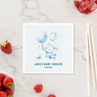 Servilleta De Papel Napkins Baby Shower para elefantes Blue Pastel