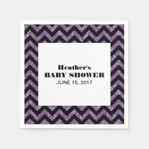 Servilleta De Papel Napkins Baby Shower Purpurina Purple Chevron