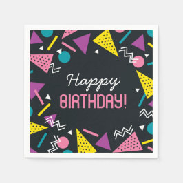 Servilleta De Papel Napkins Black 80s Pattern Birthday