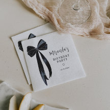 Napkins Black Bow Birday Party