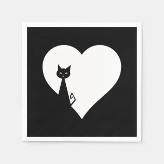 Servilleta De Papel Napkins Black Cat Heart