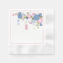 Servilleta De Papel Napkins Blue and Pink Mason Jar