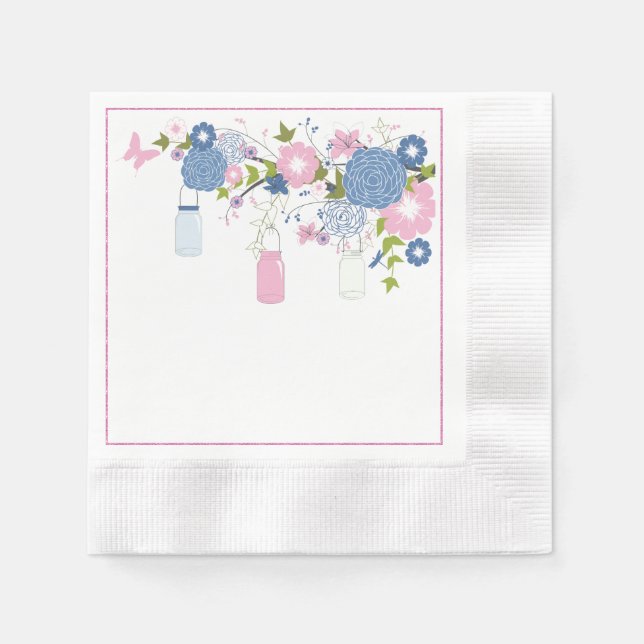 Servilleta De Papel Napkins Blue and Pink Mason Jar (Anverso)