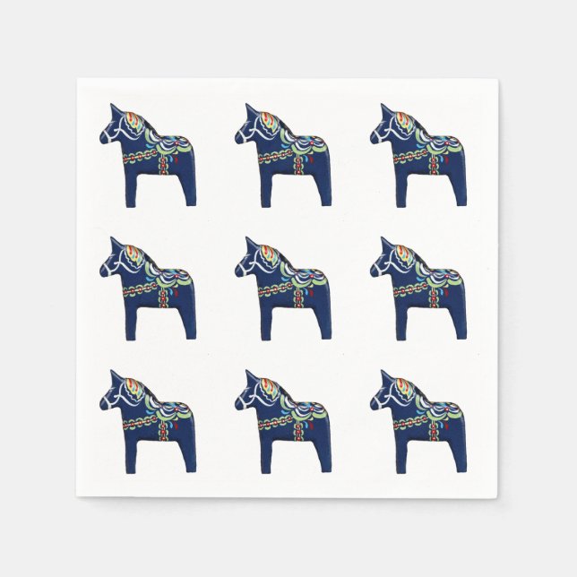 Servilleta De Papel Napkins Blue Dala Horse Paper (Anverso)