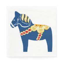 Napkins Blue Dala Horse Paper