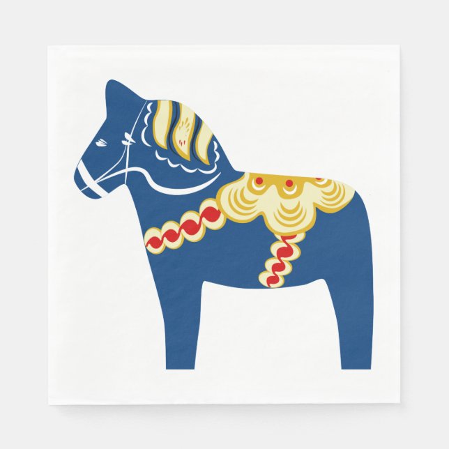 Servilleta De Papel Napkins Blue Dala Horse Paper (Anverso)