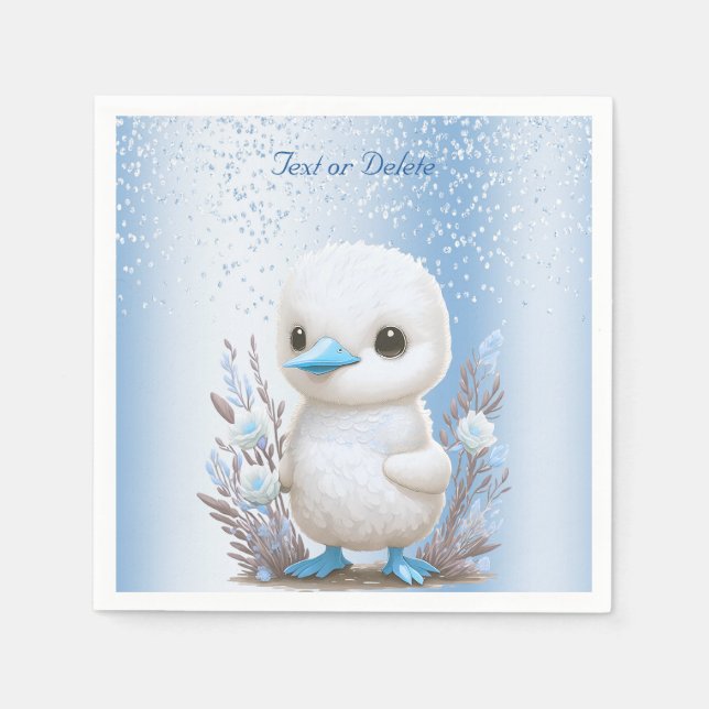 Servilleta De Papel Napkins Blue Floral de pato blanco (Anverso)