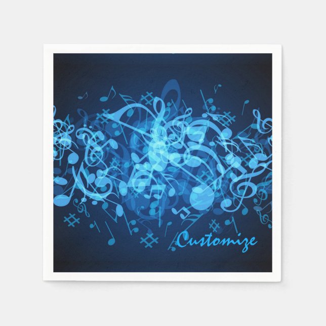 Servilleta De Papel Napkins Blue Glow Music Notes (Anverso)