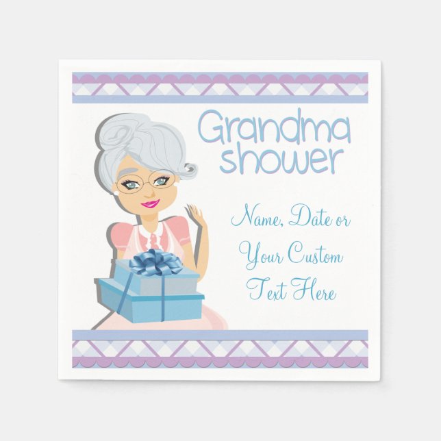 Servilleta De Papel Napkins Blue Grandma Baby Shower Fiesta (Anverso)