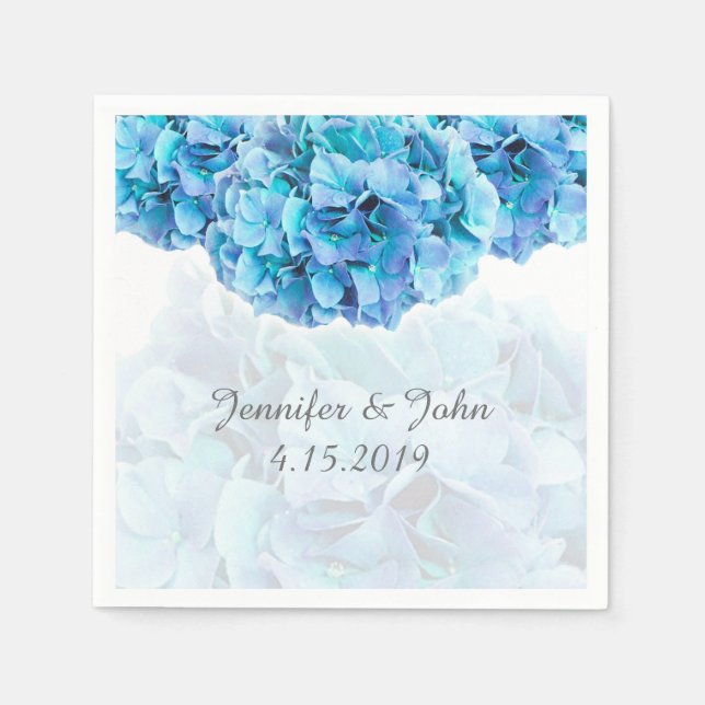 Servilleta De Papel Napkins Blue Hydrangea Boda Collection (Anverso)
