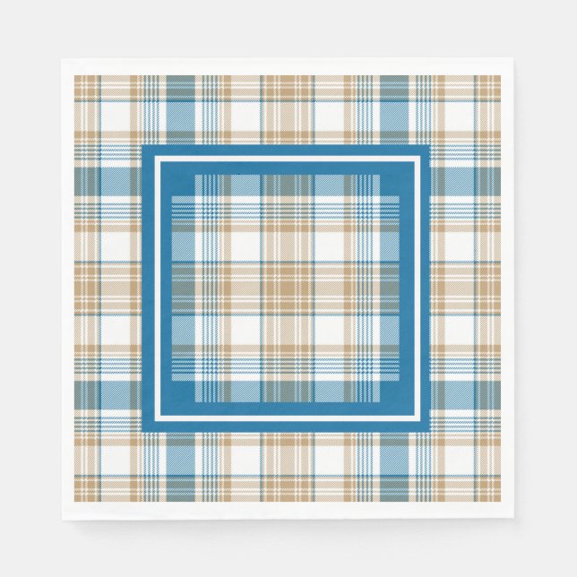 Servilleta De Papel Napkins Blue Plaid (Anverso)